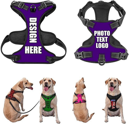 Personalized Dog Vests Customization for Puppy Medium Large Sized Dogs, Customize No Pull Dog Harnesses with Easy and Adjustable Wearing Buckles, DeepPurple, S