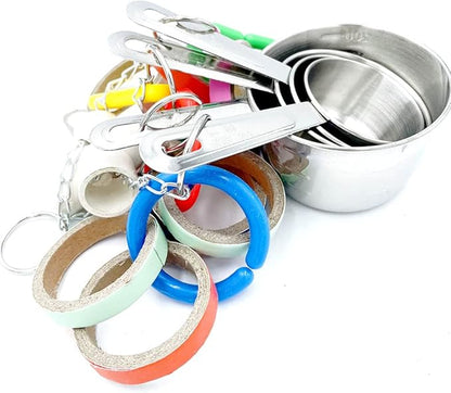 Stainless Steel Chewable Parrot Toys with Pullable Pots, Cardboard Rings - Durable Bird Toys for Medium and Large Parrots Amazons, Mini Macaws, African Greys, Cockatoos, Eclectus