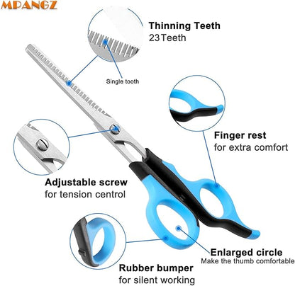 6.65" Pet Grooming Scissors, Professional Thinning Shears for Cat and Small Dogs' Faces and Eyes, 23 Teeth Stainless Steel Blender Scissors for Cats, Animal Face, Ear and Paw Hair