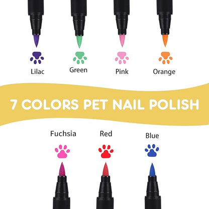 7 Colors Dog Nail Polish Pens Quick Dry,Dog Safe Nail Polish,Easy to Apply,Nail Polish Pens for Dogs Non Toxic,Dog Safe Paint for Paws,DIY Dogs Puppy Nails