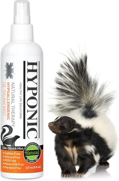 HYPONIC Hypoallergenic Premium De-Skunk Mist 8.01 oz for All Pets - Safe, Non-Toxic Skunk Odor Remover
