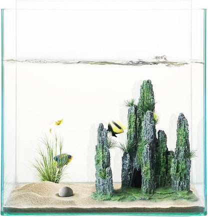 FEDOUR Aquarium Mountain View Stone Ornament Tree Rock Cave Landscape, Large Aquarium Ornament Rock Artificial Fish Tank Decoration