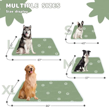 Luciphia Waterproof Pet Blanket for Medium Large Dogs Washable Fluffy Thick Jacquard Shag Fleece Warm Sherpa 3D Textured Flower Print for Cats Puppy Couch Protection (Green,57x40 inches)