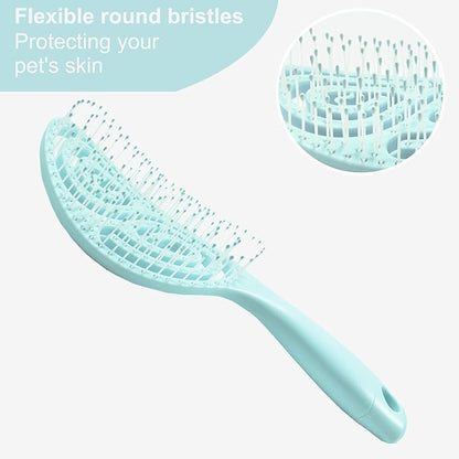 Eco-Friendly Detangling Pin Brush for Dogs and Cats | Ergonomic Handle Pet Brush for Wet or Dry Hair, Gentle Grooming Tool for Pets, Green