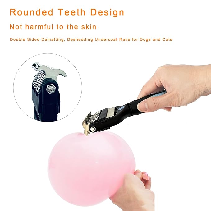 3-in-1 Pet Grooming Brush for Dogs & Cats  Double Sided Deshedding Tool with Stainless Steel Teeth, Detangler Comb & Undercoat Rake | Ergonomic Handle for Matted Fur Removal, Safe for Long/Short Hair