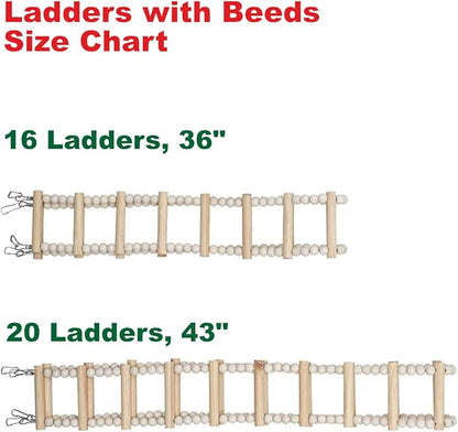 SIMENA Wooden Climbing Ladder for Birds & Hamsters, Interactive Swing & Ladder Toys for Small Pets – Ideal for Hamsters, Birds, Parrots, Squirrels, and Sugar Gliders (16 ladders, 36")