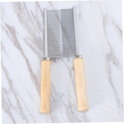 3sets Pets Dog Comb for Grooming Pet Comb Wood Handle Stainless Steel Pins Comfortable Grooming Tool 2pcs*3