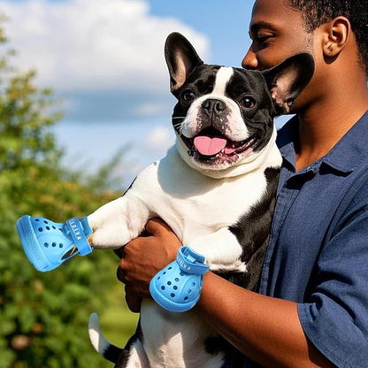 JZXOIVA Dog Shoes for Hot Pavement, Dog Booties for Small Dogs, Breathable Dog Boots & Paw Protectors, Adjustable Non-Slip Dog Rain Booties, Waterproof Pets Sandals for Beach Blue Size 3