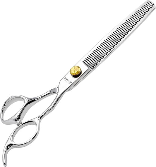 Dog Grooming Scissors, 7.0" 46 Teeth Thinning Shears, Premium Stainless Steel, Safety Rounded Tip & Offset Handles for Precision Trimming Dogs, Cats, Pet at Home
