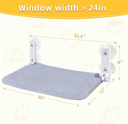 2PC Cat Window Perch, Foldable Cat Window Hammock Sunbathing and Climbing Cats Hammock for Window Bed Bearing 40 Pounds Window Perch for Cats Inside (Light Gray,2 Pack)
