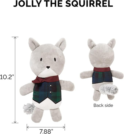 Furhaven 2-Pack Squeaky Plush Dog Toys for Small/Medium Dogs, Washable w/ Ruff Stuff Reinforcement - Dapper Dandies Woodland Collection - Bear/Squirrel, Set of 2