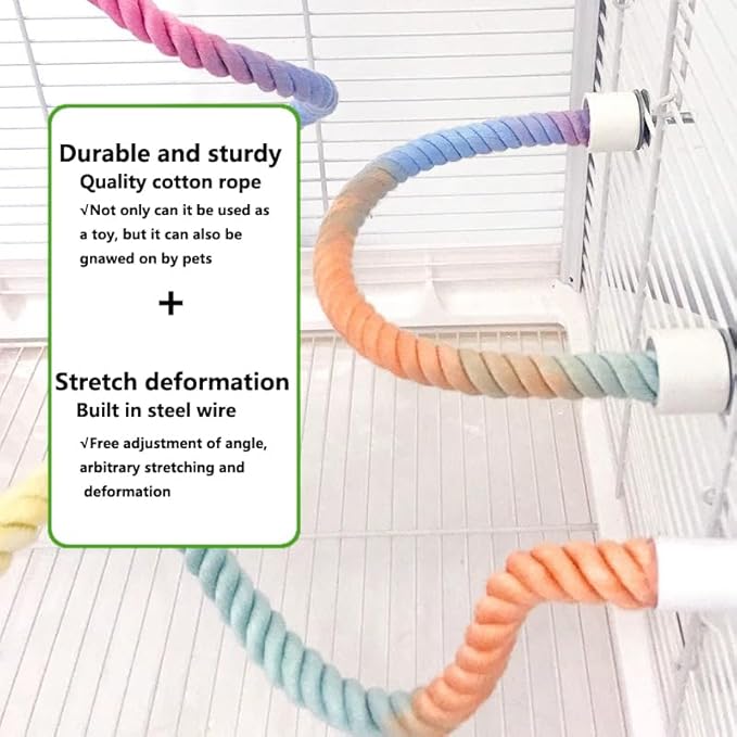 2Pcs Rope Perches for Bird Cages, Rope Perch for Parrots, Cockatiels & Parakeets, Bird Cage Accessories(L)