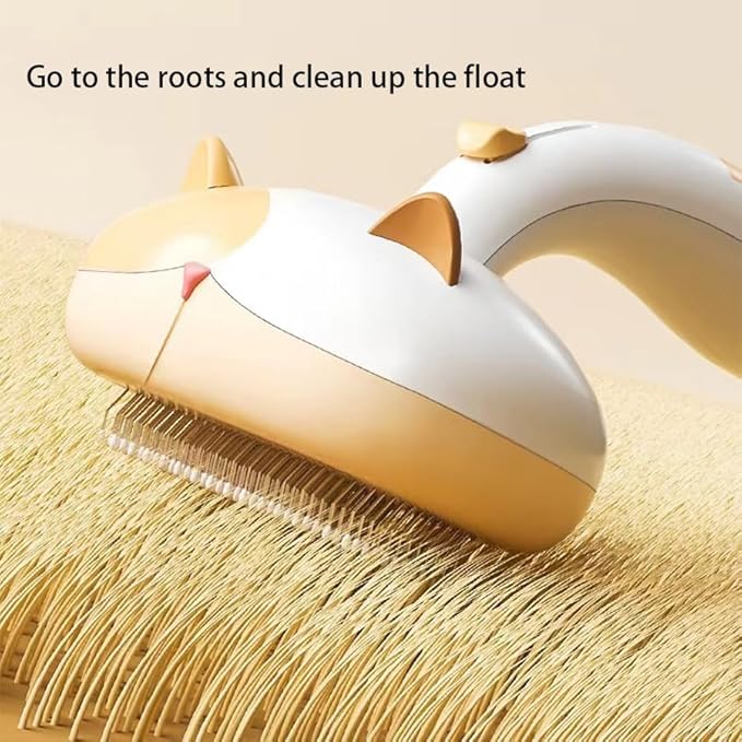 Pet brush comb.Pet button hair removal comb.Wool comber.Cat and Dog Brush for Shedding.Self-cleaning cat and dog hair brush.Cat and Dog hair brushes with release buttons. (Yellow and White)
