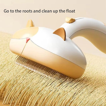 Pet brush comb.Pet button hair removal comb.Wool comber.Cat and Dog Brush for Shedding.Self-cleaning cat and dog hair brush.Cat and Dog hair brushes with release buttons. (Yellow and White)