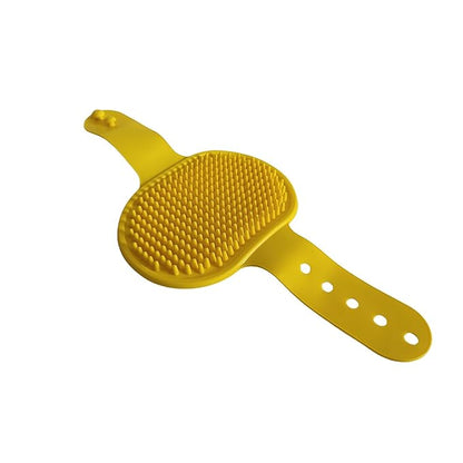2Pcs Pet Brushes Dog Bath Brushes Cat Massage Bath Pet Cleaning Gloves with Adjustable Ring Handle,Yellow