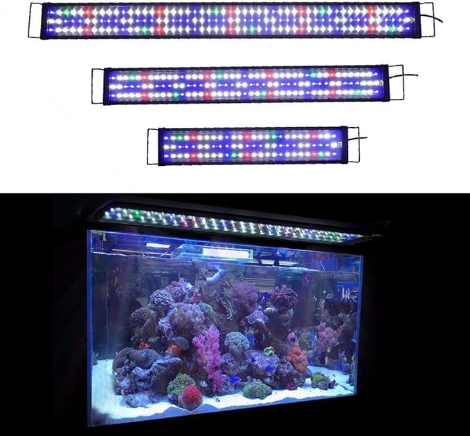 KZKR Upgraded Aquarium LED Light Full Spectrum 36-48 inch Hood Lamp for Freshwater Marine Plant Multi-Color Decorations Light 90-120 cm