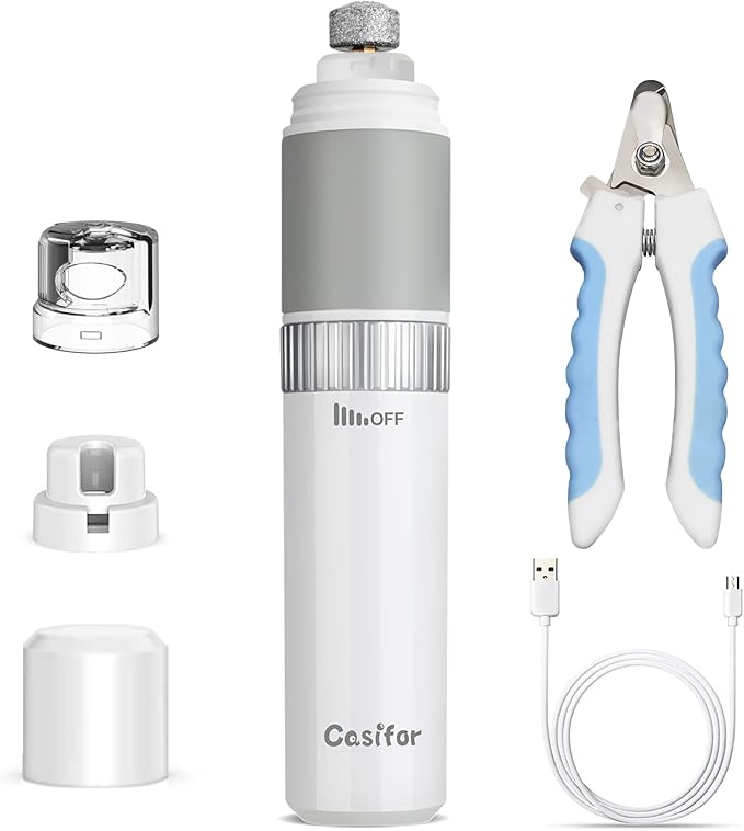 Dog Nail Grinder and Clippers Quiet with 10h Working Time Professional Pet Nail Trimmer Stepless Speed Regulation Pet Nail Grinder Electric Nail File for Large Medium Small Dogs and Cats