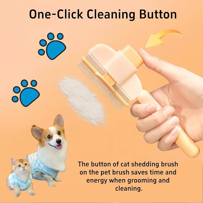 1Pcs Pet comb and Wall Corner Massage comb,for Dogs & Cats with Long & Short Stainless Steel Metal Teeth for Shedding and Tangles, Self-Cleaning Pet COmb for Dogs and Cats,Comfort safety,Anti static