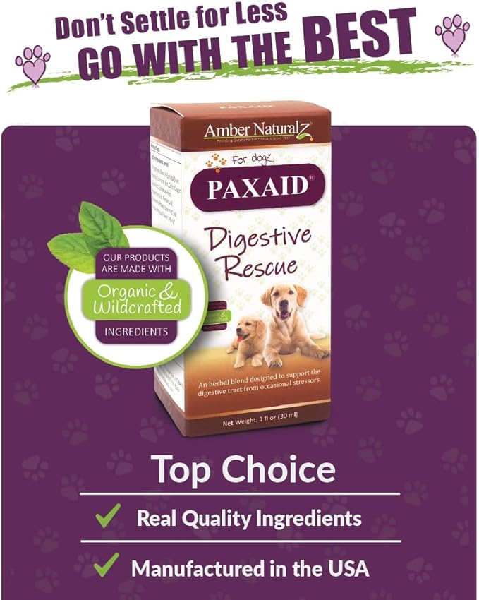 Amber NaturalZ Paxaid Digestive Rescue for Dogs and Puppies | Supports Normal Appetite, Gut Function, and Stool Consistency During Occasional Gastric Discomfort and Dietary Changes