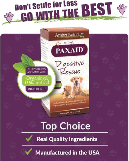 Amber NaturalZ Paxaid Digestive Rescue for Dogs and Puppies | Supports Normal Appetite, Gut Function, and Stool Consistency During Occasional Gastric Discomfort and Dietary Changes