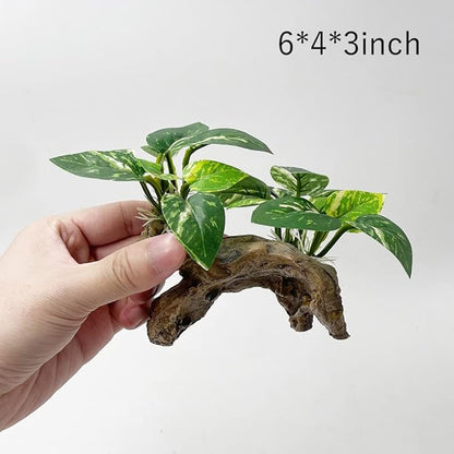 Smoothedo-Pets Fish Tank Decorations Aquarium Decor Ornaments Betta Silk Leaf pad Hammock Artifical Driftwood cave Goldfish Bowl Accessories (Type-C)