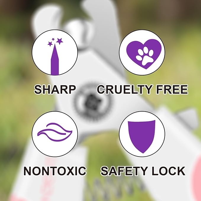 OneCut 4.7" Small Dog & Cat Nail Clipper Stainless Steel Cat Claw Trimmers for Rabbits, Guinea Pigs, Birds, Puppies, Kittens and Small Animals Pet Nail Clipper for Professional and Home Use (Purple)