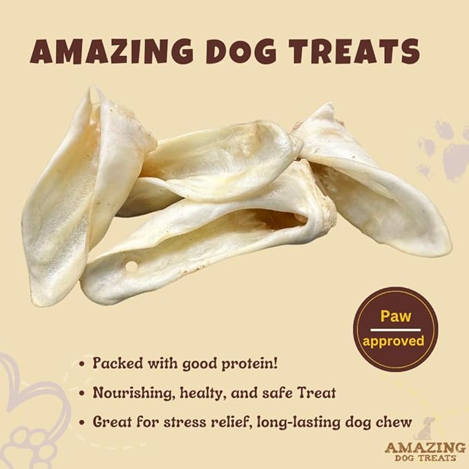 Amazing Dog Treats - Lamb Ears (50 Pcs/Pack) - Natural Dog Chews -Rawhide Alternative - No Hide Dog Bones