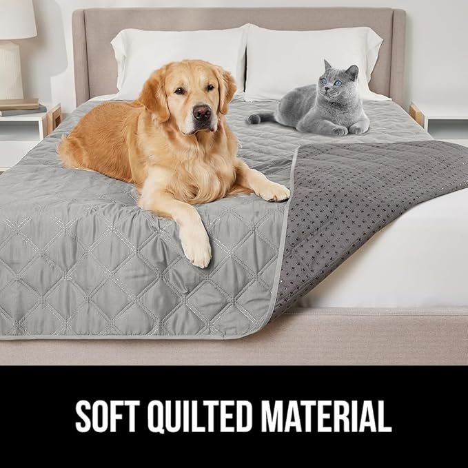 Gorilla Grip 100% Waterproof Dog Blanket, Pet Friendly Sofa Throw Essential for Small Pets, Dogs, Cats, Tear and Slip Resistant Leakproof Couch Cushion Cover for Indoor Furniture, 40x50 Lt Gray