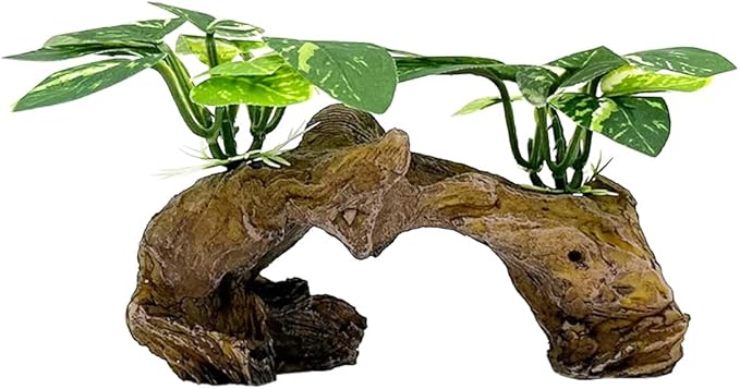 Smoothedo-Pets Fish Tank Decorations Aquarium Decor Ornaments Betta Silk Leaf pad Hammock Artifical Driftwood Cave Goldfish Bowl Accessories (Type-D)