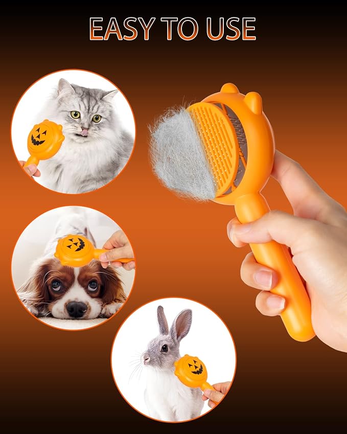 Dog Brush for Shedding, Pumpkin Dog Comb for Long or Short Haired Cats Dogs Rabbits, Skin Friendly Deshedding Grooming Tool for Gently Removes Loose Fur Undercoat