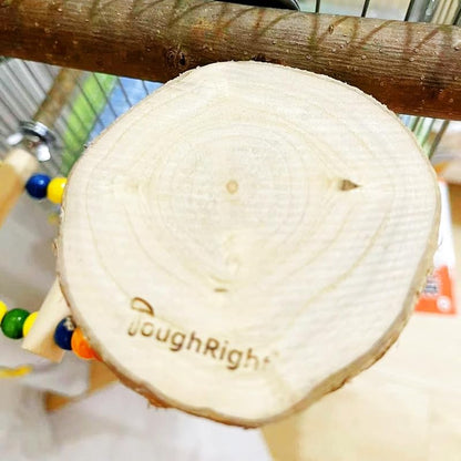 Natural Wood Bird Perch Playground for Outside the Cage Wall, Bird Platform and Play Area for Small to Medium Parrots like Cockatiels, Conures, Parrotlets, Lovebirds, and Budgies, Bird Cage Accessory