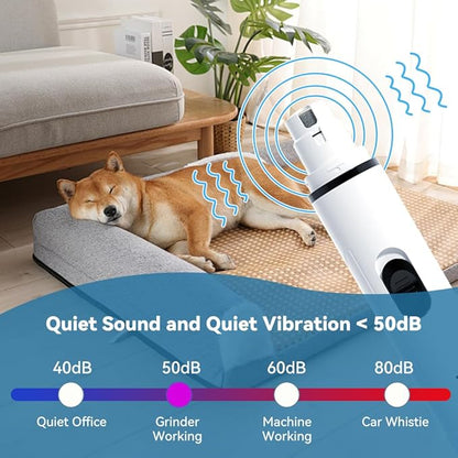 Dog Nail Grinder with 2 Grinding Heads - 2-Speed Powerful Electric Pet Nail Trimmer Professional, Painless Claw Decoration and Smoothing Suitable for Small, Medium, Large Dogs and Cats