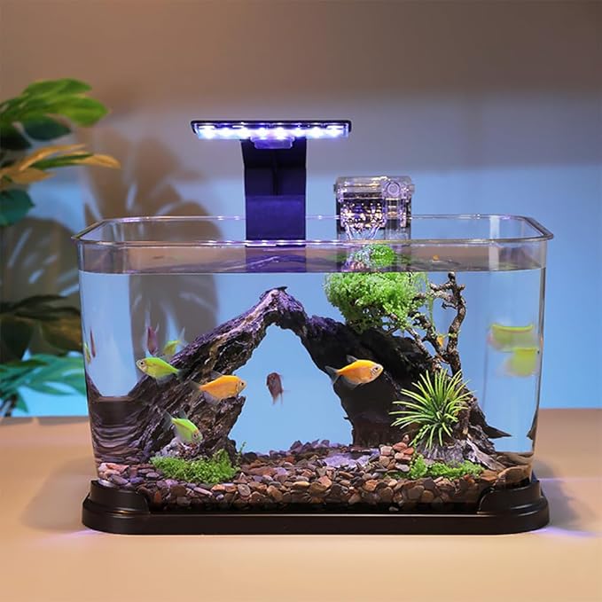 Aquarium Light, 3 Mode Clip on Fish Tank Light with Timer Function, Full Spectrum Aquarium Plant Light, Adjustable Brightness, for 6-10 Inch Fish Tank