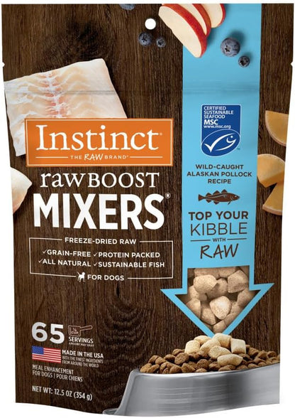 Instinct Raw Boost Mixers Freeze Dried Dog Food Toppers for Dry Food, Grain Free Dog Food Toppers with Pollock for Dogs, 12.5 oz