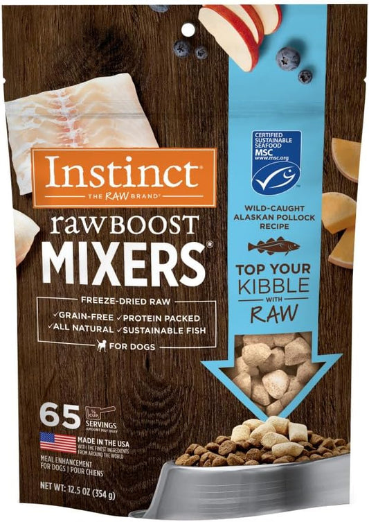 Instinct Raw Boost Mixers Freeze Dried Dog Food Toppers for Dry Food, Grain Free Dog Food Toppers with Pollock for Dogs, 12.5 oz