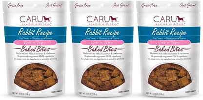 Caru - Soft n Tasty Baked Bites - Rabbit Bites Dog Treats - Flavorful Training Treats - 3.75 oz Bags - Pack of 3