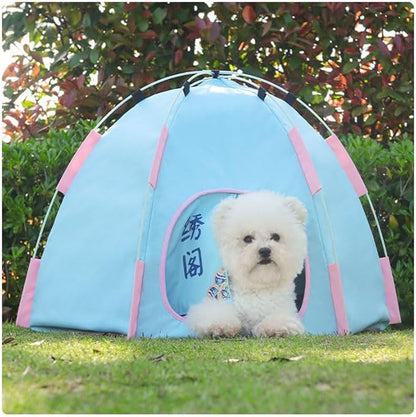 Cute Cat Teepee Cave, Cat Tent Foldable Indoor Outdoor with Thick Mat,Puppy Bed Tent,Bunny Pet Tent Teepee,Portable Dog House Teepee Tent, Cat Bed,Dog Bed Tent,Puppy Bunny,Pet Tent Teepee (M, M)