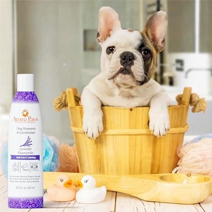 Dog Shampoo and Conditioner - Aromatic Tearless Shampoo for Cleansing, Grooming, and Conditioning - Moisturizing Shampoo for Dogs and Puppies - Lavender Chamomile 13.5 oz