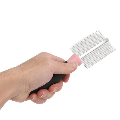 Double-Sided Dog Comb, Pet Detangler Brush for Long & Curly Hair in Dogs & Cats, Dog Grooming Brush Prevents Matted Fur, Dematting Comb for Detangling Matted or Knotted Undercoat Hair (Pink)