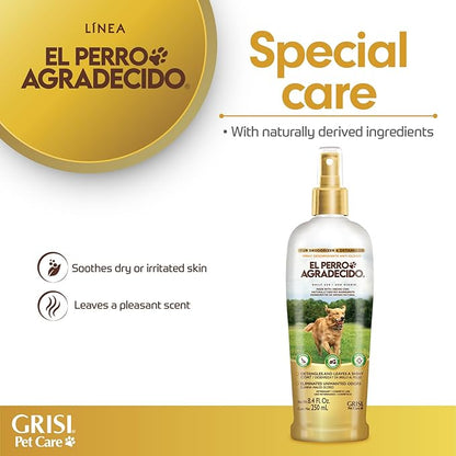 Perro Agradecido Anti Odor Spray®, Grooming Spray for Dogs, Sensitive Skin, Eliminates Odor, Shiny Coat, Easy Dog Brushing, Natural Ingredients, 2-Pack, 8.4 Fl Oz Each, 2 Spray Bottles