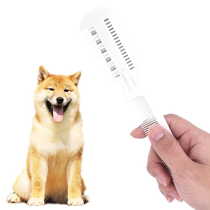 Pet Hair Thinning comb, Pet Hair Combs, Dog Grooming Comb with Blade, Cat Comb for Matted Hair, 2 in 1 Hair Cutter Comb, 5 Blades Pet Hair Trimming Comb
