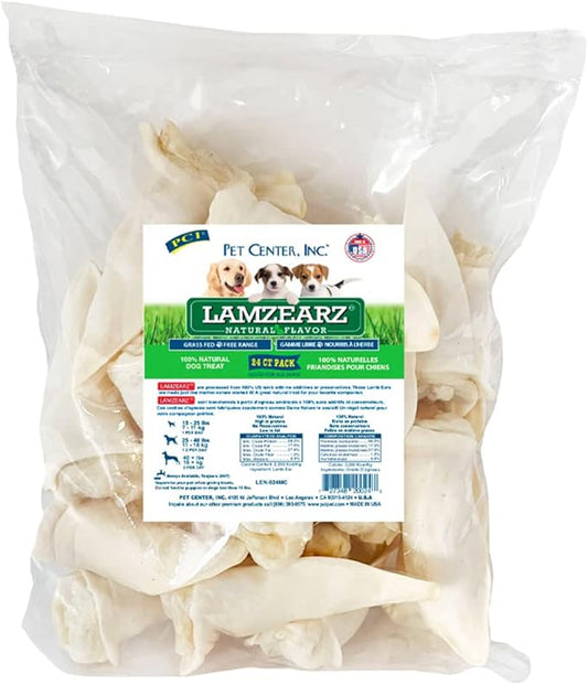 PCI Pet Center Inc Lamzearz - 24 Pack of Premium Lamb Ear Dog Treats
