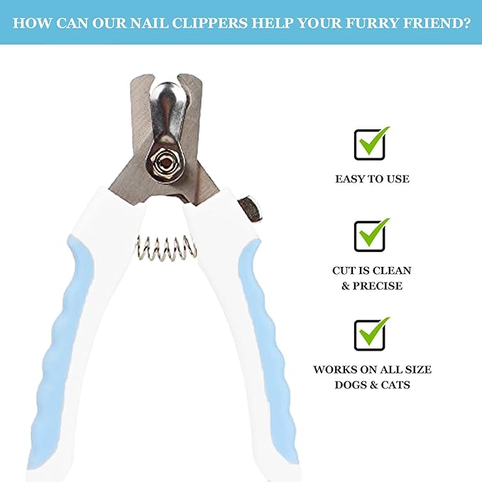 SunGrow Dog Nail Clipper and File Set, with Clipper and File, Razor Sharp Blade with Safety Switch, Blue and White, 1 Set per Pack