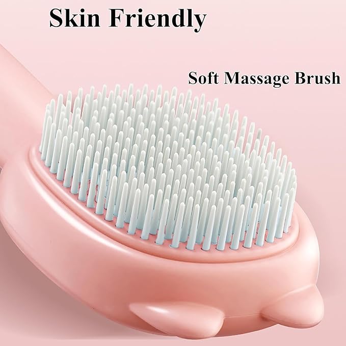 Self-Cleaning Dog Brush for Small Breeds - Adjustable Bristle Grooming Tool for Puppies, Yorkies, Shih Tzus, Maltipoos & Malteses (Pink)