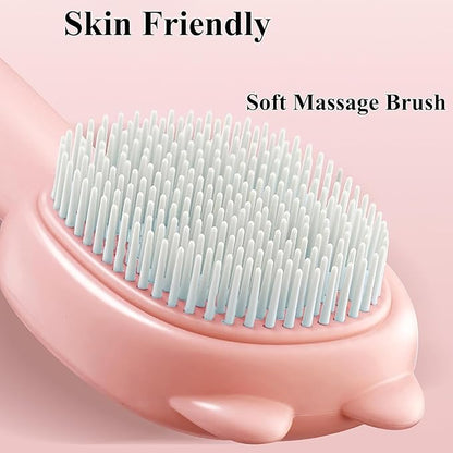 Self-Cleaning Dog Brush for Small Breeds - Adjustable Bristle Grooming Tool for Puppies, Yorkies, Shih Tzus, Maltipoos & Malteses (Pink)