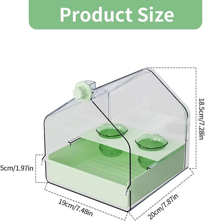 Hanging Bird Bath for Cage, 3-in-1 Multifunctional Bathtub -Bath, Feeder & House for Small to Medium Lovebirds, Finches, Parakeets – Essential Bird Cage Accessory (Green)