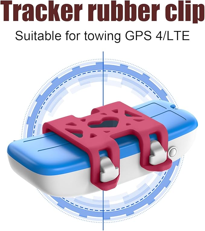 4pcs Attachment Clips, Dog GPS Silicone Clips for Cat Pet Location Activity Replacement Accessories Compatible with GPS (Rose Red)