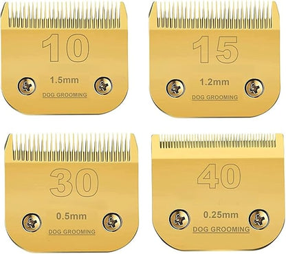 10/15/30/40Blade Dog Grooming Detachable Ceramic Blade Compatible with Andis Hair ClippersCut Length 1/16" 1.5mm, 3/64" 1.2mm，1/50" 0.5mm，1/100" 0.25mm(Gold)