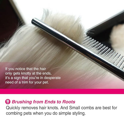 6.1" Comb with Rounded Ends Spine, Pet Comb for Professional Groomer Tool, for Short to Medium Haired Dog, Cat and other pets.