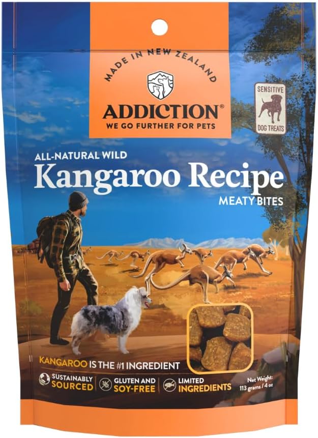 Addiction Meaty Bites All Life Stages Grain-Free Premium Kangaroo Dog Treats - 4 Ounces